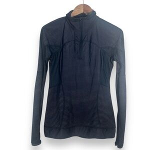 Women’s Lululemon Run For Gold Black Stripe Quarter Zip Pullover Size 8
